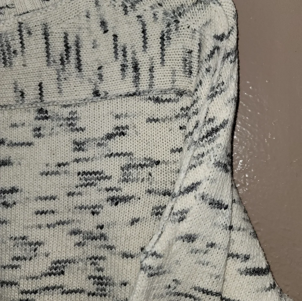 J. Crew Speckled Cotton Sweater Large Ivory Charcoal